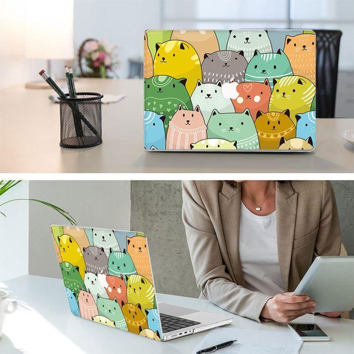 Coque de protection - Multicolore - MacBook Air 15 Pouces - Ultra Slim - Motif Chat - PC Rigide
