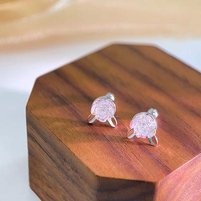 Forest Rose Screw Earrings for Women Sweet and Versatile Small Fresh Earrings