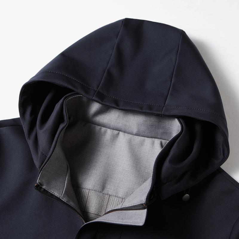 Spring and Autumn Mulberry Silk Fabric Removable Cap Middle-aged and Young Light Luxury Business Casual Jacket