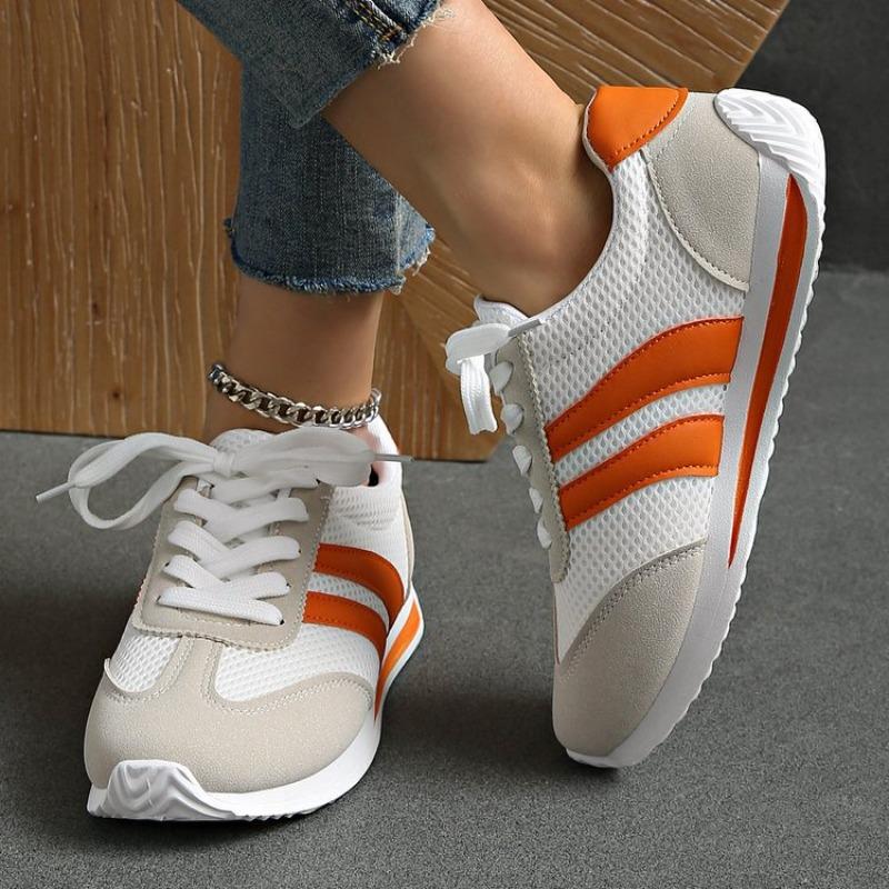 Women's Striped Sneakers New Spring/Autumn Collection Versatile German Training Shoes Lace Up White Shoes