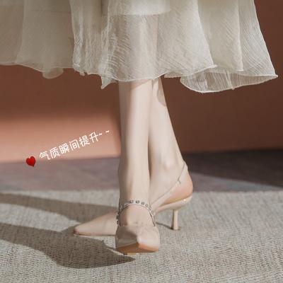 169 sandales pointues à strass pour femmes été nouveau mot cuir verni vent de fée français talon fin talon haut chaussures simples
