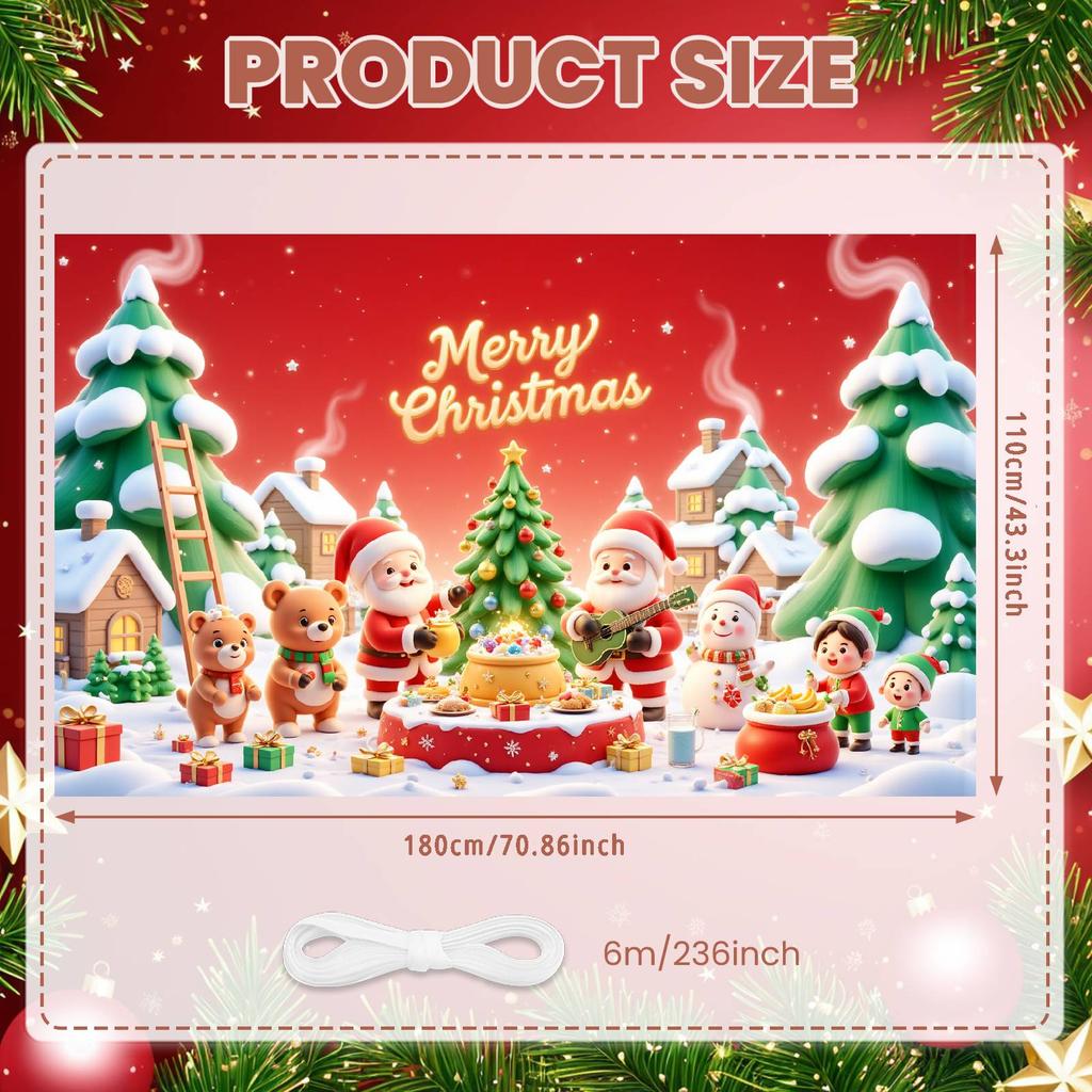 Christmas Decoration Banner Lightweight Material Merry Christmas Banner Christmas Banner Santa Claus Pattern For Home Decoration