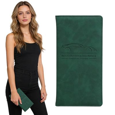 Porte-carte grise de voiture Multi-poches Porte-carte d'assurance Portefeuille fin Bifold en similicuir Organisateur de documents pour permis d'assurance