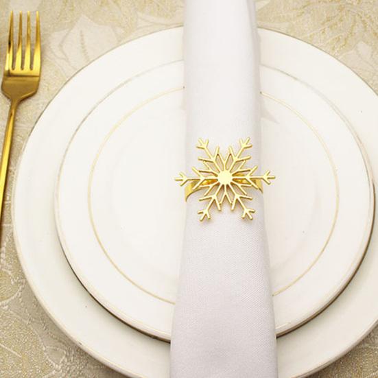 Serviette Ring Eco-friendly Anti-Fading Alloy Elegant Snowflake Serviette Holder Ring for Restaurant