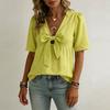 Women's Short-sleeved -color V-neck Stylish Top