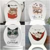 2/3pcs Toilet Stickers Multiple Cat Wall Stickers Cartoon Stickers Toilet Waterproof Bathroom Toilet Cover Stickers,Home Decor