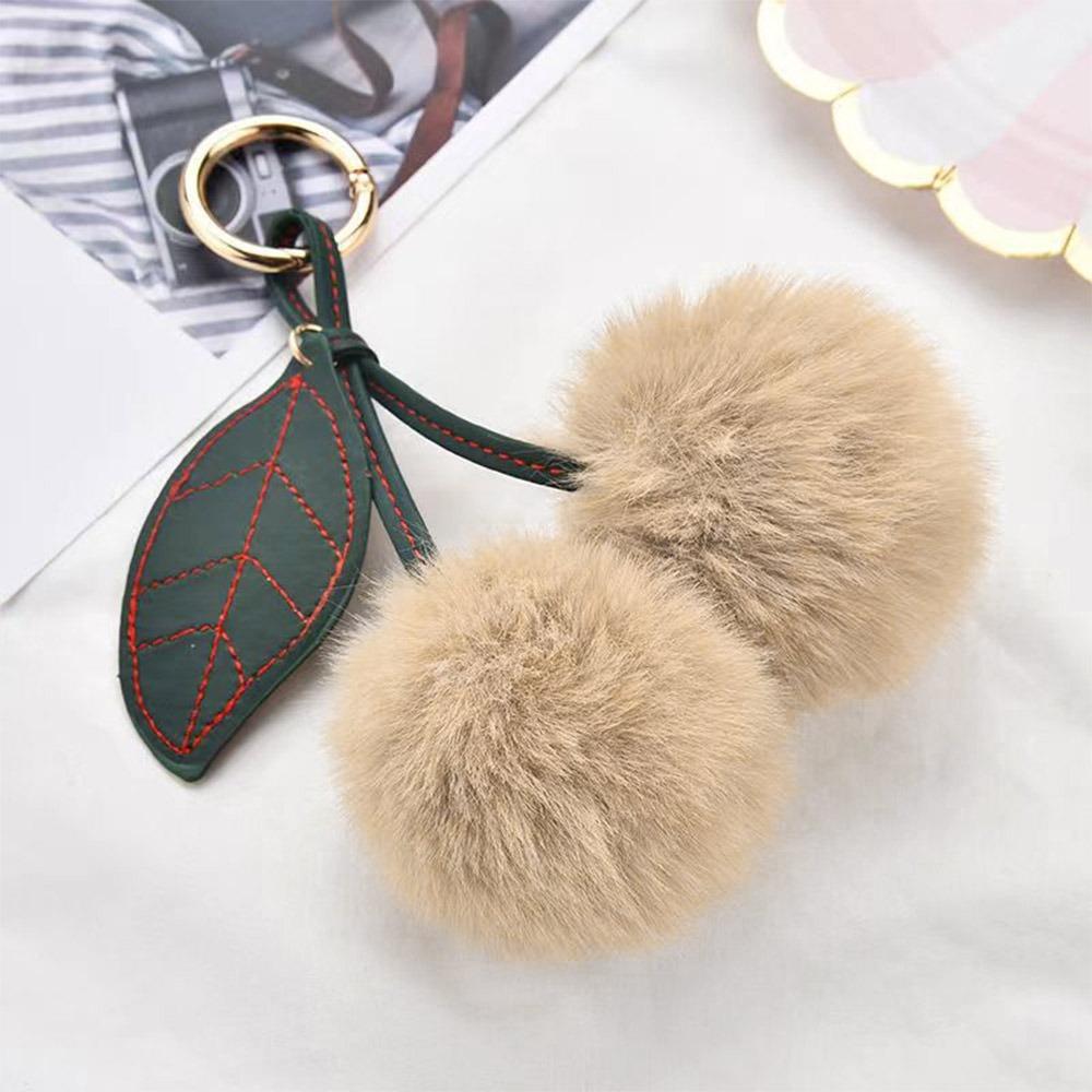 Plush Toy Keychain Rabbit Fur Ball Key Ring Kawaii Key Accessory Backpack