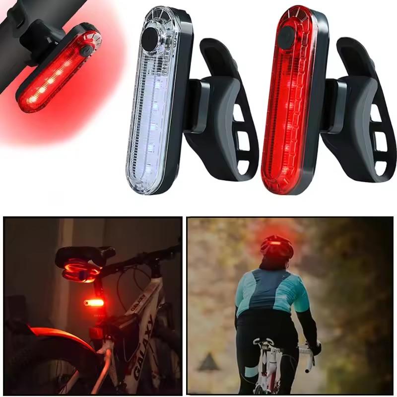 Luz traseira de bicicleta recarregável por USB, luzes traseiras LED vermelhas brilhantes, adequadas para qualquer bicicleta/capacete, fáceis de instalar para segurança no ciclismo