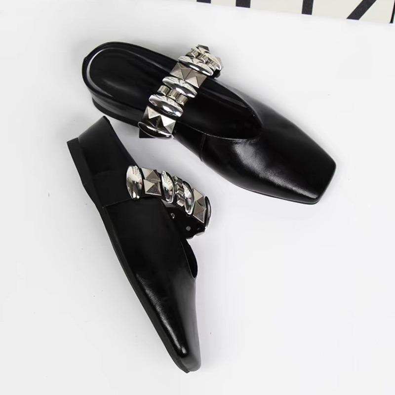 Luxury Crystal Women Flats Slippers Square Toe Mules Shoes Designer Slingback Sandals Summer Home Shoes 2025 Walking Zapatillas