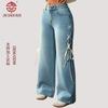 Jeans Ribbons Fashionable Side Stretch Straight Sweet Large Size Women's Clothing Loose