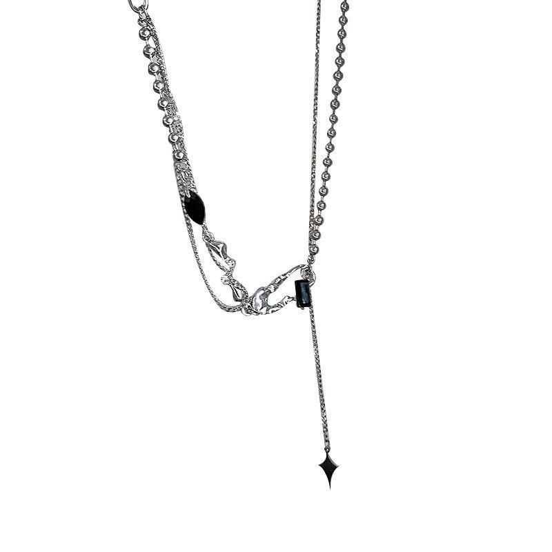 Sweet Spicy Girl Zircon Tassel Necklace - Hip Hop Style Clavicle Chain for Women, Summer Luxury Accessory