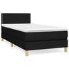 3140515 vidaXL Lit à sommier tapissier avec matelas Noir 100x200 cm Tissu