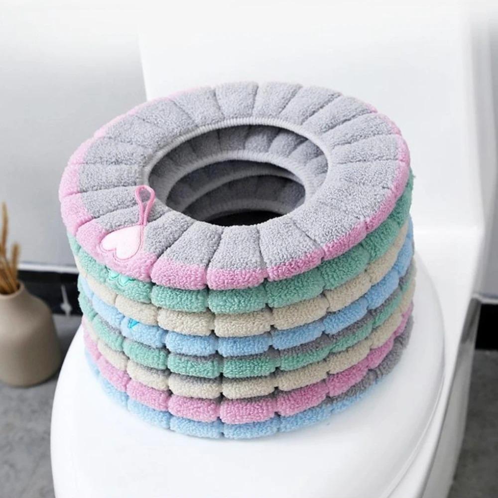1 Pack Stitched Color Portable Toilet Mat O Type Universal Fully Enclosed Design Less Prone To Shedding Hair Toilet Seat Cushion