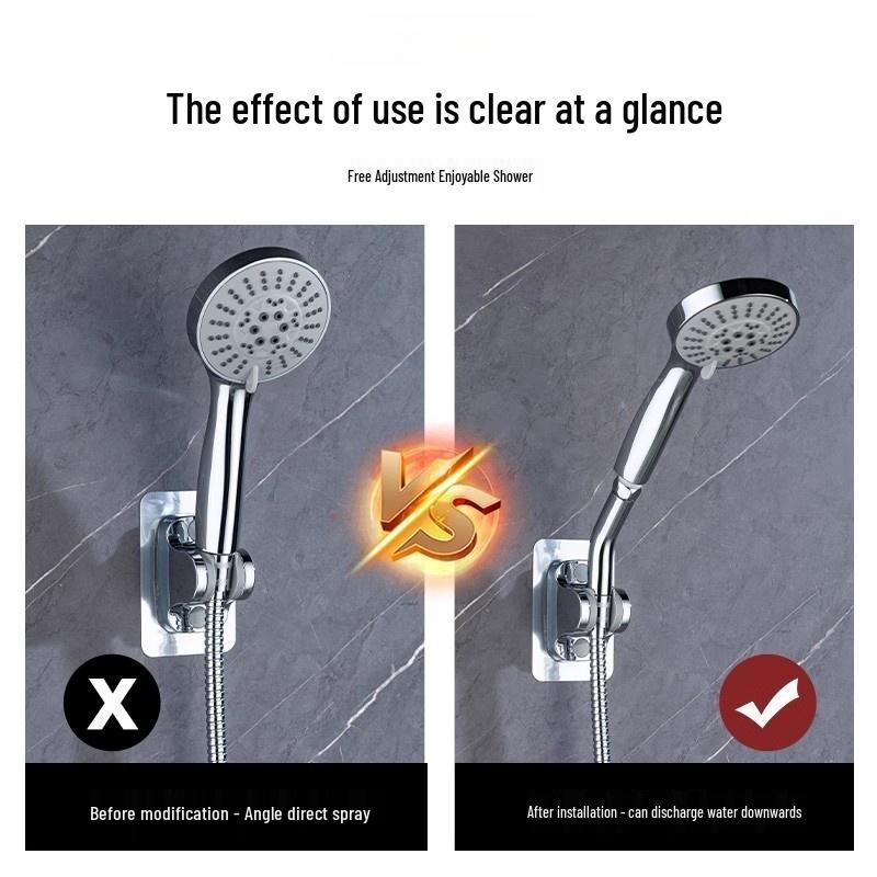 Adjustable 5-Degree Split Angle Copper Elbow Handheld Shower Head with Rotating Top Spray