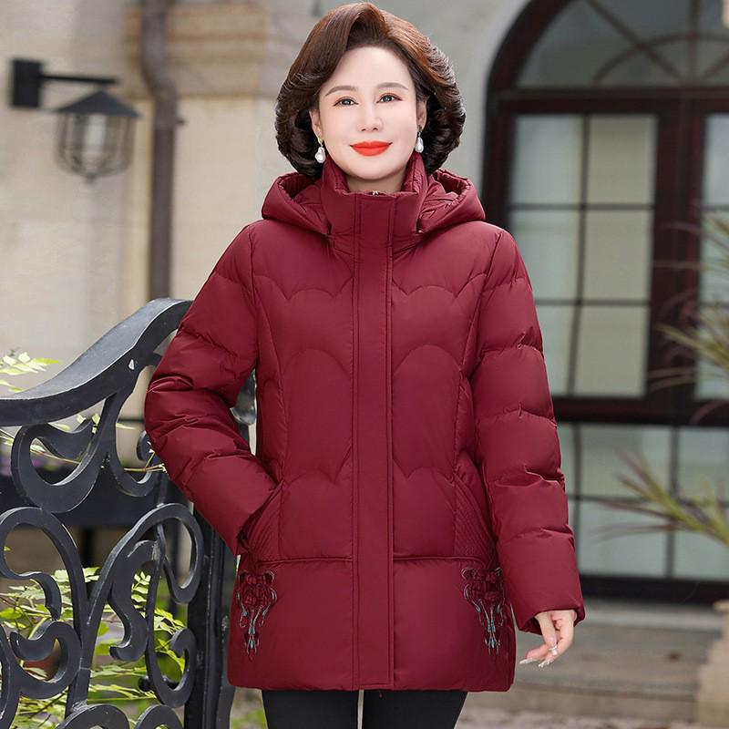 Marke Kältefeste Elegante Daunenjacke für Mama - 2025 Winterwärme, Dicke Weiße Entendaunenmantel für Mittelalte und Ältere Frauen.