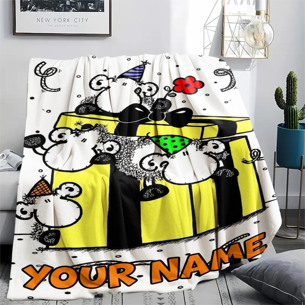 1PC Custom Name sheepworld Patterned Flannel Blanket Suitable For All Seasons for Home Decor Warmth and Comfort Gifts Holiday Present