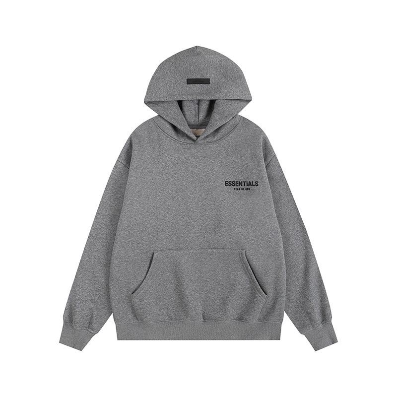 FOG Men's Plus Velvet Hoodie, Double Stitched, Trendy American Brand, Heat Transfer ESSENTIALS, Loose Fit Couple Jacket F