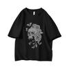 Gotisch Floral Totenkopf Ästhetik Übergroß Kurzarm O-Ausschnitt T-Shirt Grafikdruck 100% Baumwolle Vintage Damen Oberteile Kleidung Sommer