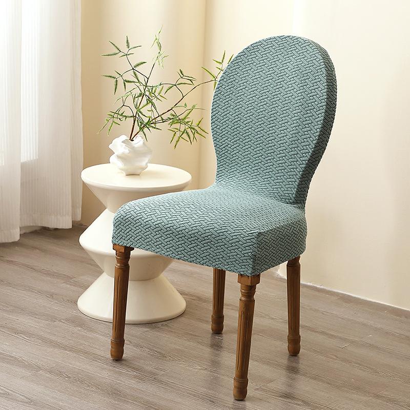 2pcs Oval Dining Table Chair Cover Stretch Backrest Round Back Dining Chair Cover Jacquard Chair Case Seat Cover for Home Hotel
