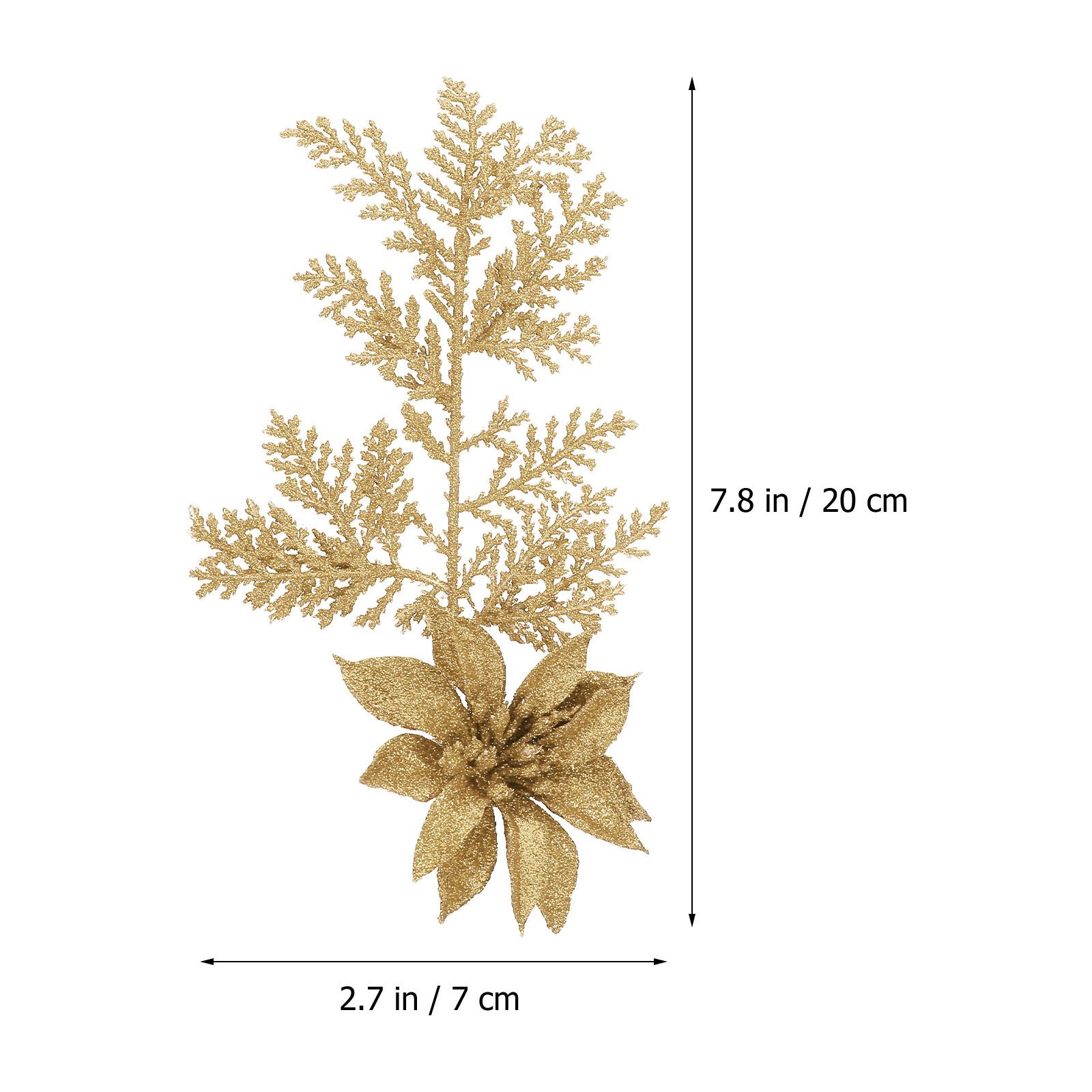 

6Pcs Exquisite Glitter Fake Christmas Flower Hanging Pendants for Tree Shelf Napkin Gift Decoration Xmas Tree Pine Branches