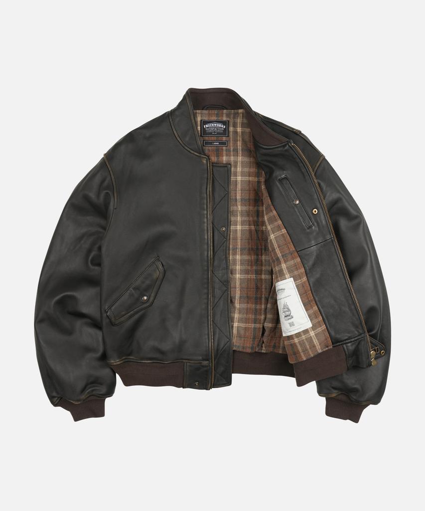FRIZMWORKS Lambskin Flight Jacket _ Washed Brown