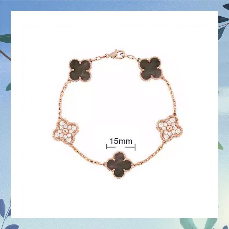 Clover Bracelet CNC Buckle Thick Chain Rose Gold Red Agate Black Agate Lucky Bracelet for Women