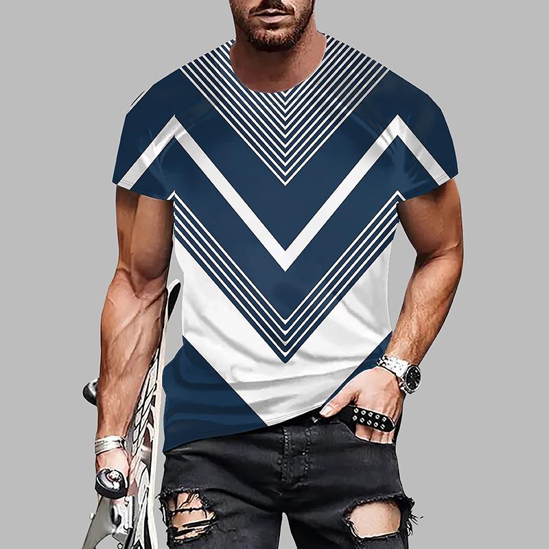 New Summer Men's Fashion T-shirt Personality Versatile Printed Men's T-shirt Top