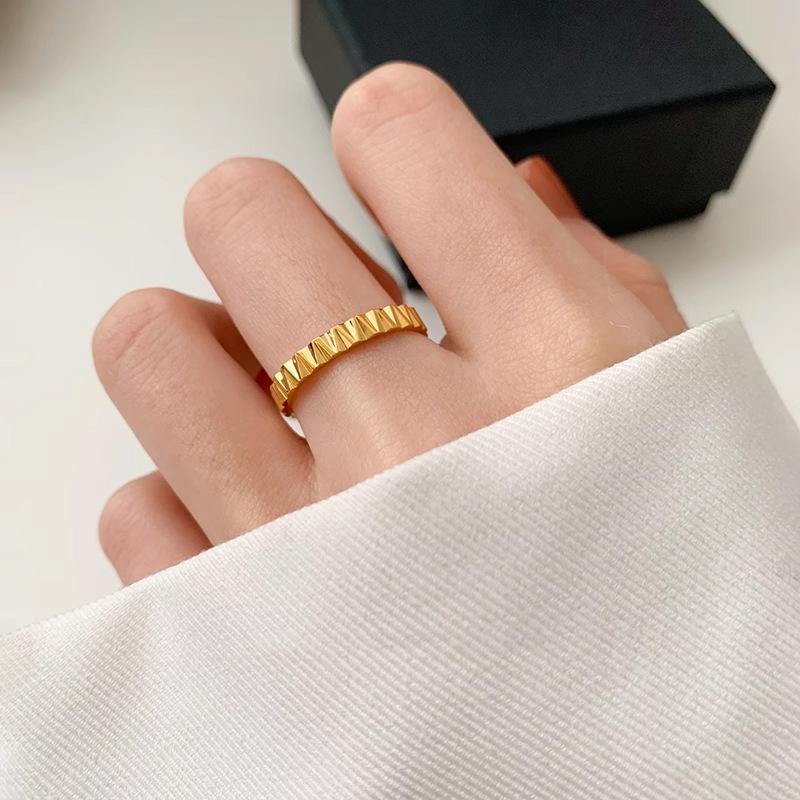 Korean Style Simple Texture Gear Titanium Steel Ring Women's Retro Ring Daily Versatile Trendy Accessory