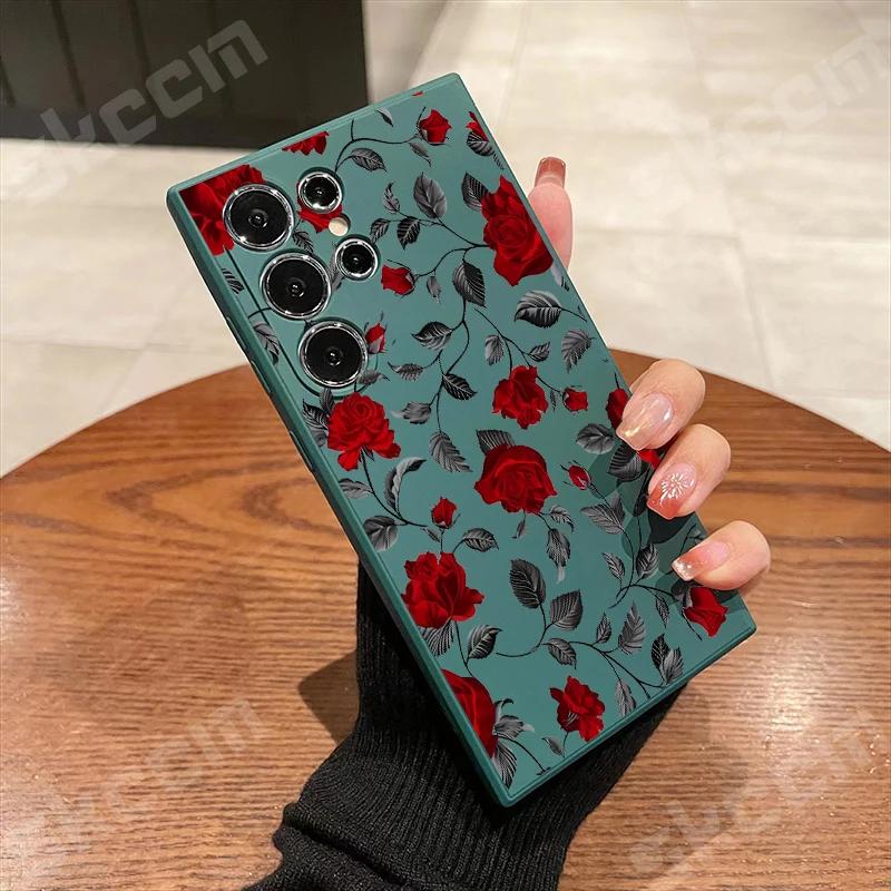 

New Retro Fashion Rose Phone Case For Samsung Galaxy S23 S24 S25 Ultra S22 Plus S20 FE A15 A35 A50 A51 A54 A55 A71 A72 A73 Cover A15 4G