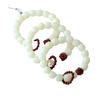 Natural white jade bodhi bracelet, vintage-style bead bracelet for women, lion dance hand-held ornament, delicate finger jewelry, flexible loop
