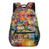 Fashion Novelty Cool Oil Painting Student Bookbag Notebook Backpacks 3D Print Oxford Waterproof Boys/Girls Travel Backpacks