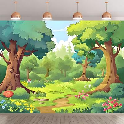 A Fairy Tale Forest Background Banner, Suitable for Studio Wall Decoration, Birthday and Anniversary Celebrations