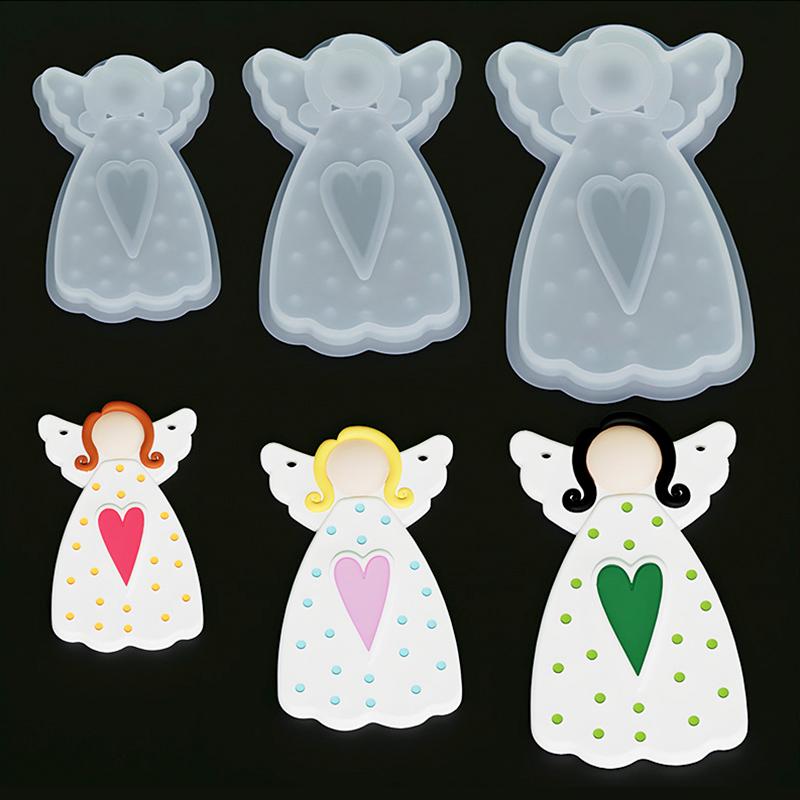 1Pc Silicone DIY Plaster Mold Pendant Hanging Ornament Dot Christmas Tree Heart Faceless Angel