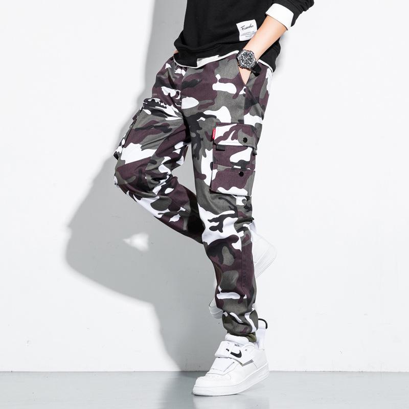 Japanese Style Men's Camouflage Overalls - Loose Casual Pants with Cuffs, Large Size for Teenagers