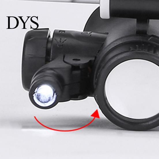 Magnifying Glass 1 Set Head Mount Magnifier 2 LED Lights Adjustable Loupe Dimmable 8/15/23 Times Circuit Board Headband Home Supply Head-mounted