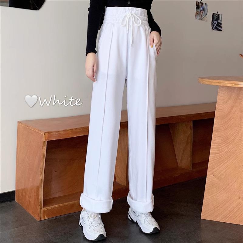 

Women s High-Waist Black Wide-Leg Sweatpants - Slim, Casual, Light for Spring, Summer, and Autumn 2024.