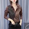 Jaro Podzim Nová Móda POLO Límec Dlouhý Rukáv Pruhované Dámské Knoflíkové Temperamentní Tenké Košile
