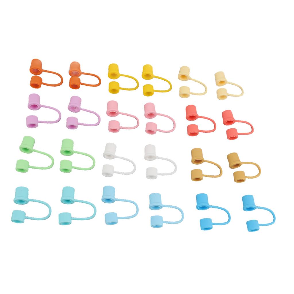 Drinking Straw Lid Cover Silicone Dust Proof Reusable Universal Cute Straw Cover for Drinking 24 PCS Rainbow