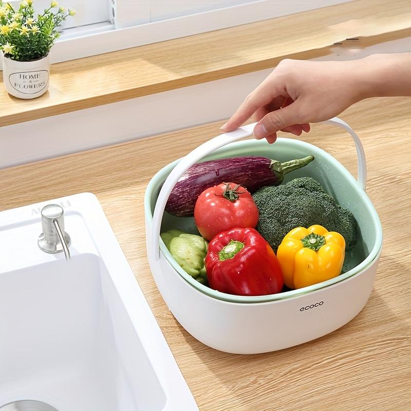 1pc Versatile Plastic Kitchen Strainer Basket , Dual Layer Drainage for Vegetables, Fruits , Pasta , Ideal for Living Room, Kitchen , Bathroom Use