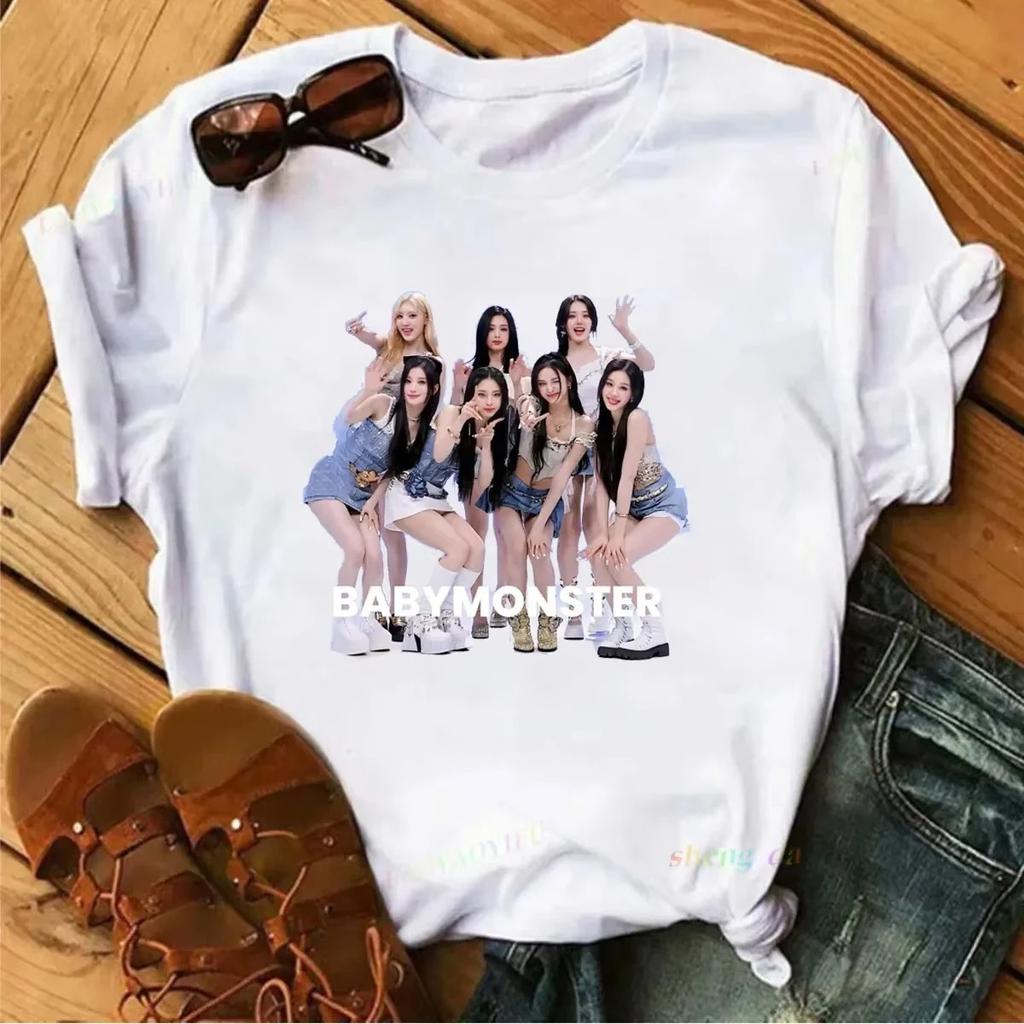 BabyMonster Welttournee 2026 Sweatshirt Hello Monsters KPOP Fan T-Shirt Damen Baumwolle Lässige Mode T-Shirts Paartshirt