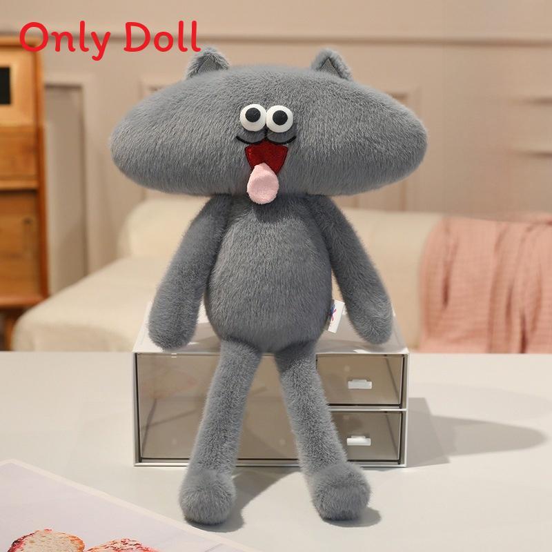 Super Soft Short Plush Frenchie Cat Plush Toy With Tongue Out Funny Design For Kids And Teens