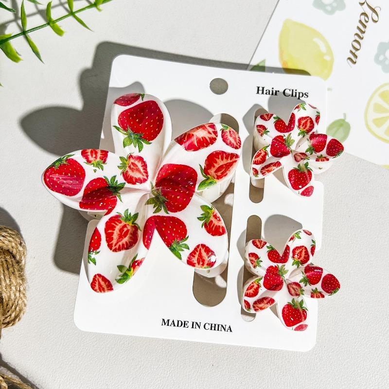 Printed Flower Clip Set High-end Seaside Vacation Flower Hair Clip Shark Clip Hair Accessory