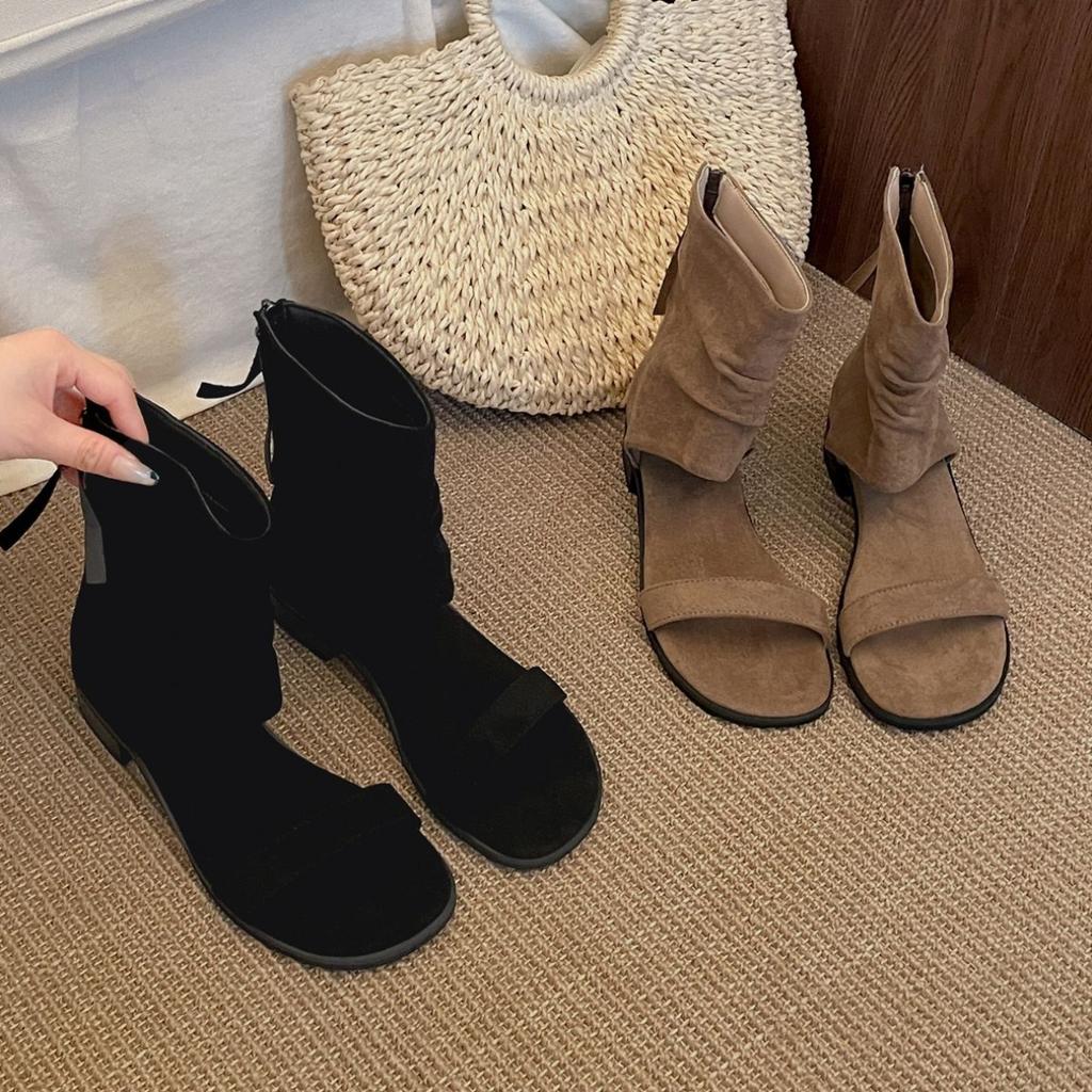 Fashion Temperament, High-end Thick-heeled Sandals for Women's Summer Wear 2025 New Models with Skirts, Retro Height-increasing Cool Boots