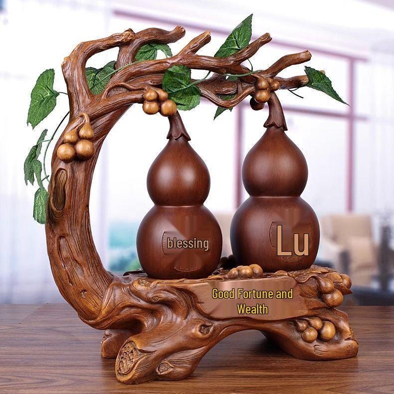 Prosperous Double Fortune Gourd Ornament for Living Room or Entrance Decoration