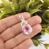 Morganite Gemstone 925 Sterling Silver Jewelry Zircon Wedding Pendant 1.22" Gift CZP-13-11
