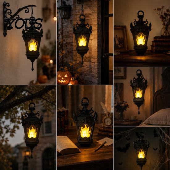 Luces de Velas LED sin Llama Linterna Gótica Impresa en 3D con Llama Parpadeante, Aplique de Pared Vintage Decorativo, Accesorios de Festival Estilo Colgantes y de Mesa