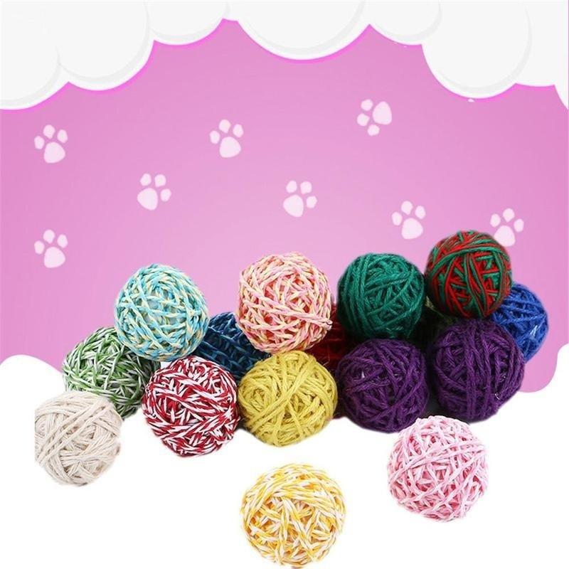 Haustier Katze Kätzchen Feder Sisal Ball Bunte Maus Kratzen Kauen Spielzeug