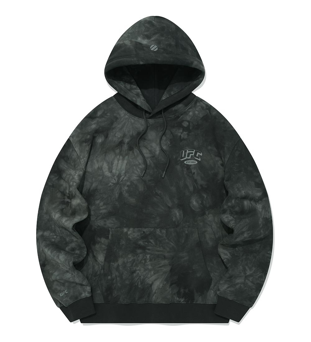 Ufc Sports Ufc Arch Logo Relaxed Fit Dyed Hoodie Charcoal U2Hdu3315Ch Xl