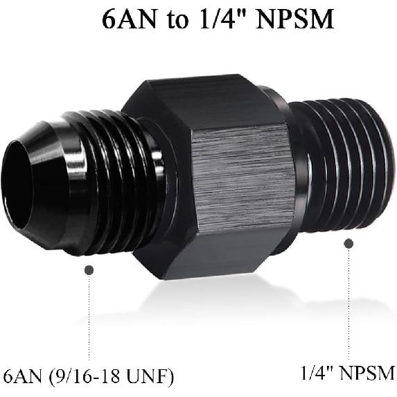 2 Packs 6AN Male Flare to 1/4" NPSM Transmission Cooler Adapter Fitting, 6An Fitting, AN6 Transmission Fitting Fits 200-4R, 700R4, TH350, TH400,