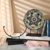 Elegant Round Metal Display Stand for Showcasing Pictures and Decors Items Stained Glass Decorative Art Base Organizers